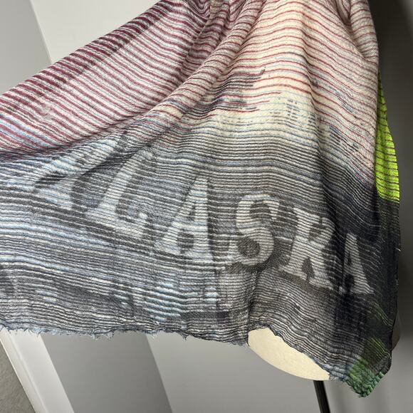 Epice Women's Scarf Alaska Kaleidoscope Stripe Multicored Wool Cashmere - Picture 7 of 9